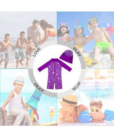 UPF 50+ Baby Girl One Piece Swimwear Suits with Sun Hat - Toddler Swimsuits 9-12 Months Purple - Buy Online on SooperMarket.com