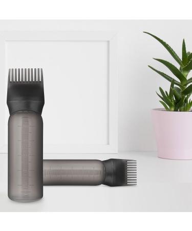 WLLHYF 2 Pack Root Comb Applicator Bottle 6 Ounce Hair Dye Bottle Brush Hair Oil Squeeze Bottles Plastic Hair Root Comb Color Applicator with Graduated Scale (Black) - Buy Online on SooperMarket.com