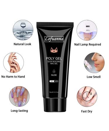 Lofuanna Poly Gel Nail Kit - 2 Colors Starter Kit with Clear Nude Builder Gel - All-in-One Nail Gel Set for Beginners - Buy Online on SooperMarket.com