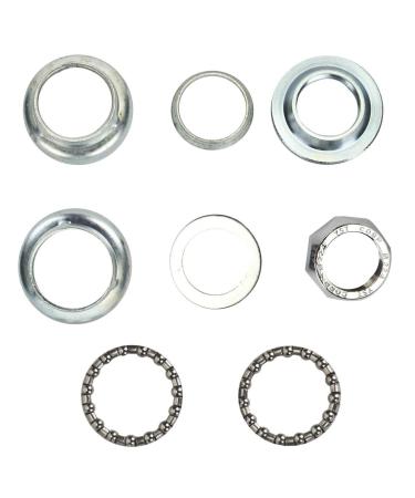 Free-fly 8 PCS Set 1" Threaded Bicycle Headset Combo, Bicycle Front Fork Bowl Set Silver