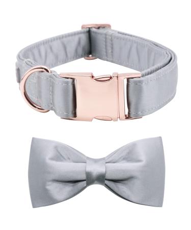 Lionet Paw's dog collar with fly - comfortable silk gray dog collar with removable fly for puppies and cats neck 20-30cm XS (1 Pack) gray