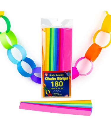 Mighty Bright Paper Chain Strips 1"X8" 180/Pkg-Assorted Colors Bright Colors (180 Strips)