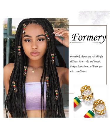 8Pcs Gold Crystals Dreadlock Cuffs & Box Braid Rings - Hair Tube Charms for Women - Buy Online on SooperMarket.com