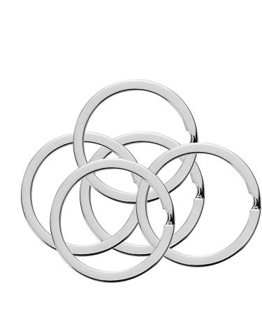 Flat Key Rings 10 Pieces 1 inches Flat Key Rings Metal Keychain Rings Split Keyrings Flat O Ring for Home Car Office Keys Attachment(Silver)