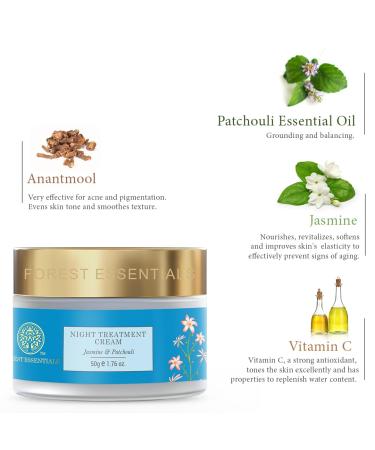Buy Forest Essentials Night Treatment Cream Jasmine & Patchouli - 50g | Best Night Cream for Glowing Skin | International Shipping Available - Buy Online on SooperMarket.com