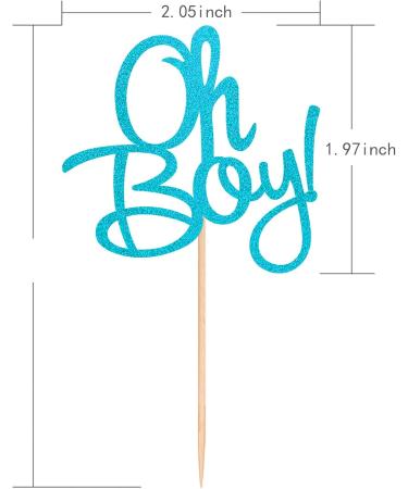 ALISSAR 24-Pack Glitter Blue Oh Boy Cupcake Toppers Cupcake Topper Picks for It'a A Boy Baby Shower Party Decoration Supplies - Buy Online on SooperMarket.com
