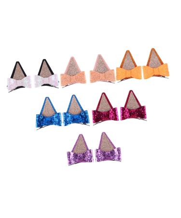 KOMBIUDA 6 Pairs hair clips hair bows clips hair bow clips for party cat ears hairpin cat cosplay hair barrette small hairpins duckbill clip issue card headgear child cute decorate fabric