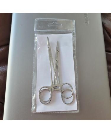 Two Piece Set - 5" Mosquito Hemostat Forceps with 3 Position Lockings Curved + Straight Teeth Polished Finish Pliers - Buy Online on SooperMarket.com