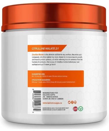 Ballistic Supps - Citrulline Malate 2:1-300 Grams - Buy Online on SooperMarket.com