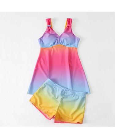 TUNUSKAT Women's Gradient Tankini Bathing Suit - V Neck Wrap Swimsuit with Boxer Pants (Large, Pink) - Buy Online on SooperMarket.com