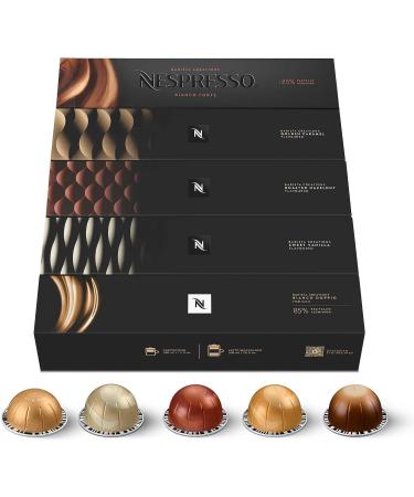 Nespresso Vertuo Barista Creations Assortment of 50 Capsules - 10x Vanilla Custard Pie 10x Caramel Cookie 10x Hazelino Muffin 10x Bianco Leggero 10x Bianco Forte