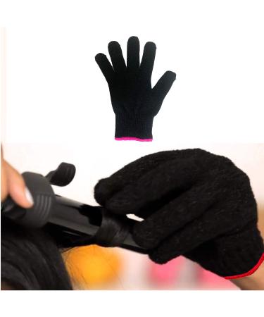 Lessmon Professional Heat Resistant Glove for Hair Styling - Curling Iron and Wand Heat Blocking - Left and Right Hand - Pink Edge Black - Buy Online on SooperMarket.com