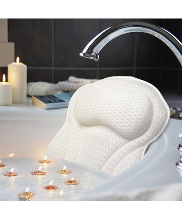 AmazeFan Luxury Bath Pillow, Ergonomic Bathtub Spa Pillow with 4D Air Mesh Technology and 6 Suction Cups, Helps Support Head, Back, Shoulder and Neck, Fits All Bathtub, Hot Tub and Home Spa(US Patent)