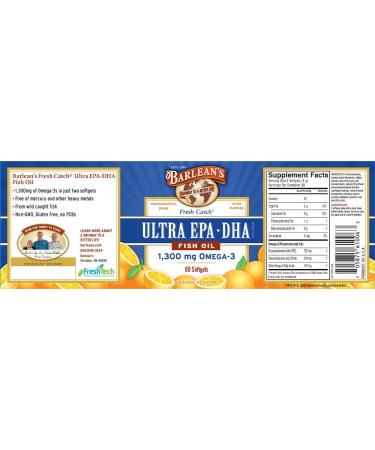 Barlean's Fresh Catch Omega-3 Fish Oil Softgels - Ultra EPADHA, Orange Flavor, 60 Count - Buy Online on SooperMarket.com