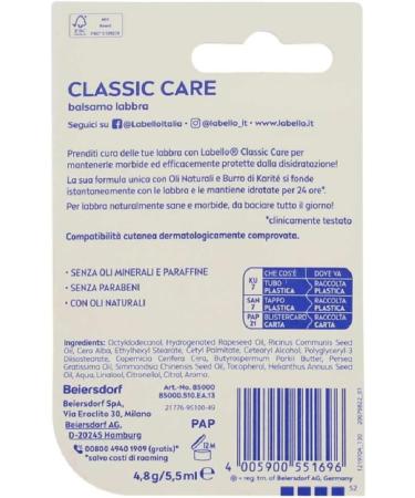 Buy Labello Lip Care Basic Care Classic Double Pack | 2 Pieces - Nourishing Lip Balm for Soft Lips - Buy Online on SooperMarket.com
