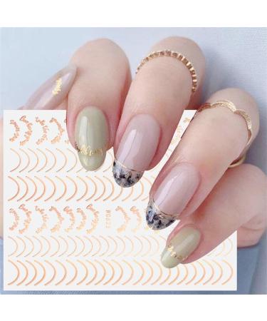 Dornail 6 Sheet Metallic Nail Stickers - Self-Adhesive Gold, Silver, Rose Gold Curve Stripes for Nail Designs and Art Decorations - Buy Online on SooperMarket.com