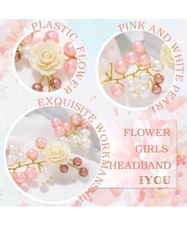 IYOU Flower Girl Headpiece Gold Pearl Communion Headband Floral Wedding Hair Accessories for Girls - Buy Online on SooperMarket.com