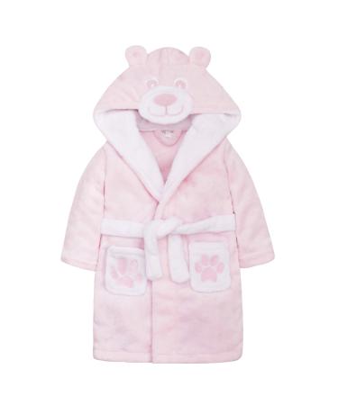 Metzuyan Baby Boys & Girls Teddy Bear Novelty Hooded Dressing Gown with Pockets and Ears 12-18 Months Pink