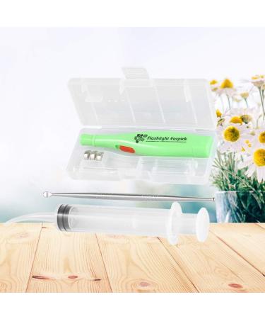 FOMIYES LED Ear Wax Removal Tools - Stainless Steel Ear Cleaner Spoon with Syringe for Ear Care - Portable Ear Wax Cleansing Kit - Random Color - Buy Online on SooperMarket.com