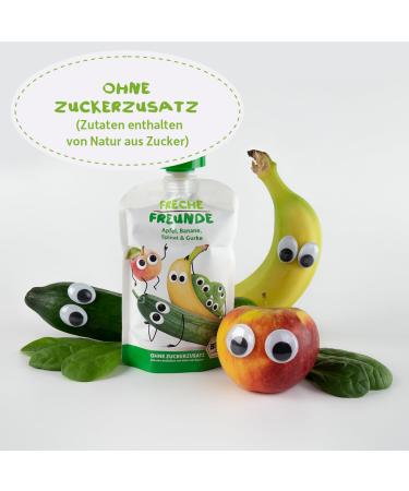Cheeky Friends Bio Quetschie - Apple Banana Spinach & Cucumber Puree for Babies (6-Pack 6 x 100g) | Organic Baby Food International Shipping - Buy Online on SooperMarket.com