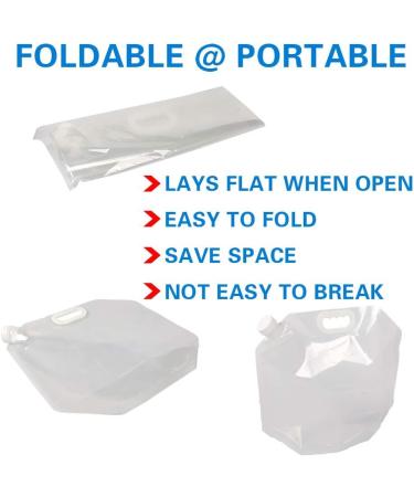 Soddeph 1.3 Gallon Collapsible Water Container Bag  BPA Free Food Grade Clear Plastic Storage Jug for Sport Camping Riding Mountaineer Freezable Food Grade (1.3 Gal  4-pack) 1.3 Gal/5L--4-pack - Buy Online on SooperMarket.com