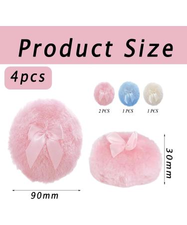 4pcs Large Fluffy Plush Body Puff Set | Ultra Soft & Washable Powder Puffs for Face and Body - Buy Online on SooperMarket.com