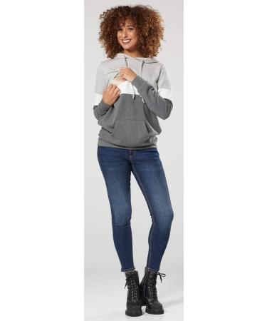 Happy Mama Nursing Hoodie - Women's Breastfeeding Maternity Top - 503p 16 Light Grey Melange/White/Graphite - Buy Online on SooperMarket.com