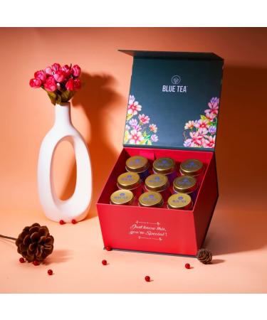 Blue Flower Tea Gift Set - 45 Assorted Tea Bags | Mother's Day Gift for Mom - 9 Flavors Flower Based Tea - Buy Online on SooperMarket.com