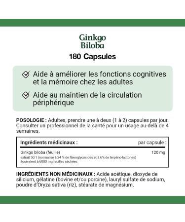 Nature's Bounty Ginkgo Biloba Pills and Herbal Health Supplement Helps Enhance Cognitive Function and Memory 120mg 180 Capsules 180 count (Pack of 1) - Buy Online on SooperMarket.com