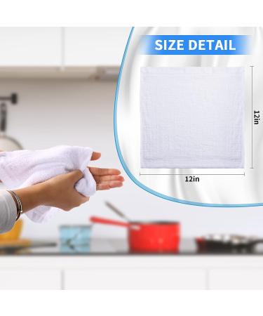 60 Pcs 12x12 Inch White Cotton Washcloths Set - Absorbent & Multipurpose Face Towels for Bathroom & Kitchen - Machine Washable Gym Towels & Cleaning Rags - Buy Online on SooperMarket.com