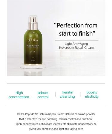 Buy d'Alba Peptide No-Sebum Repair Cream 1.69 fl oz - Hydrating & Balancing Moisturizer - Buy Online on SooperMarket.com