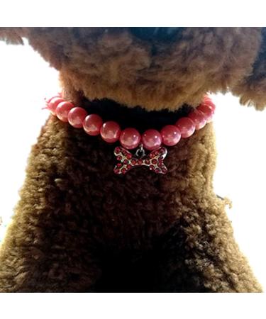 RayMinsino Adjustable Dog Cat Necklace with Pearl Bone Pendant - Stylish Pet Collar in M Size - Buy Online on SooperMarket.com