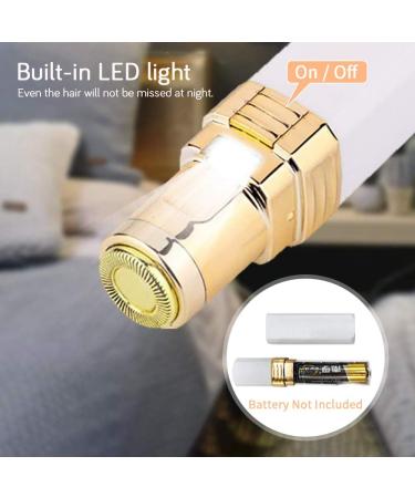 Portable Facial Hair Remover for Women - Painless Electric Shaver and Trimmer with Built-in Light and Replacement Head - White - Buy Online on SooperMarket.com
