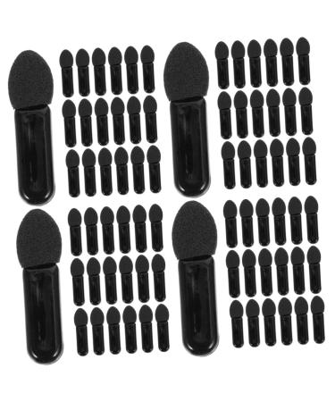 Healeved 400 Pcs Mini Eyeshadow Swab Eyelash Spoolie Eyeshadow Lip Balm Brush Black Plastic