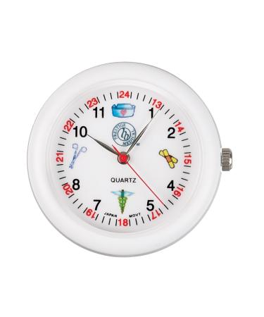 Prestige Medical Analog Stethoscope Watch with Medical Symbols, White White Medical Symbols Watch