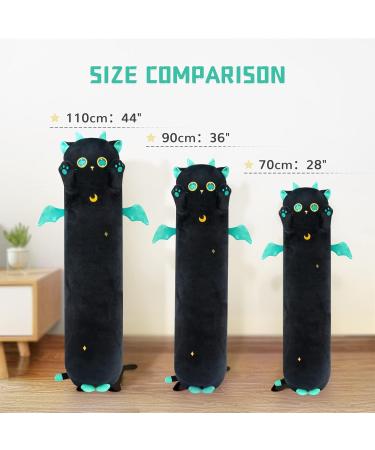 Mewaii 20in Long Cat Plush Pillow Stuffed Animal Squishy - Big Green Eyes, Sleeping Hugging Soft Toy for Kids (Black) - Buy Online on SooperMarket.com