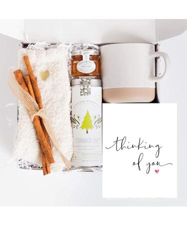Unboxme Warm + Cozy Gift Box For Women, Tea Care Package For Her, Thinking Of You, Sympathy, Birthday Gift, Self-care Relaxation Gift, Get Well Soon Gift, Spa Gift Basket "Thinking of You" Card