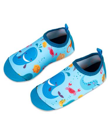Kids Beach Swim Shoes Water Sport Shoes Barefoot Skin Boys Girls Baby Non-Slip Quick Dry Barefoot Aqua Socks Pool Surfing Yoga Garden 8.5/9 UK Child Blue Whale