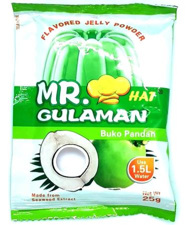 Pack of 3 Mr. Gulaman Unflavoured Jelly Powder Made from Seaweed Extract Buko Pandan Coconut-Pandan 25g