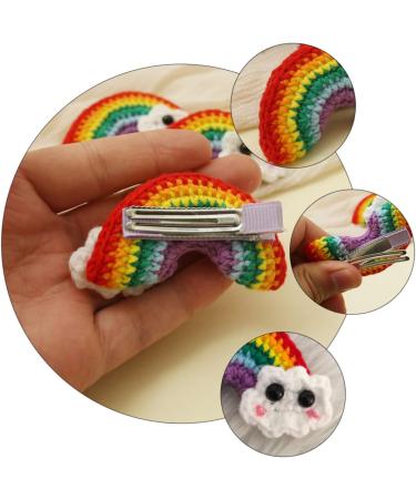 ABOOFAN 2 Pairs Rainbow Barrettes Snap Side Clamp Snap Hair Clip Colorful Hair Clips Rainbow Eardrop Props Kid Crafts Supplies Cotton Rainbow Pendant Girl Cartoon Alloy Flower Hairpin - Buy Online on SooperMarket.com