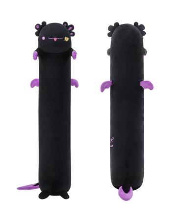 Mewaii 44in Long Axolotl Body Plush Pillows Stuffed Animals Squishy Pillows - Plushie Cute Axolotl Sleeping Hugging Plush Pillow Soft Toys for Kids(Black) 44in/110cm Black Axolotl