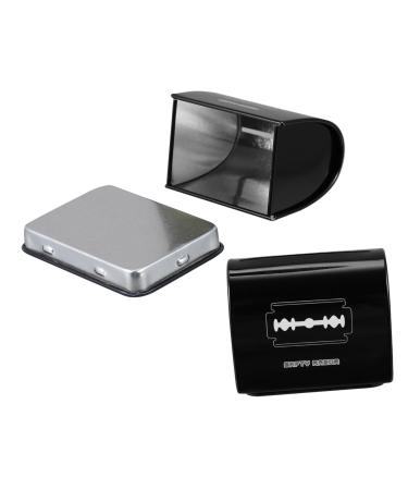 PopetPop 2st Klingen Storage Box Beh Lter for used razor blades Storage container for razor blade disposal case for salon men bank iron man portable hot box