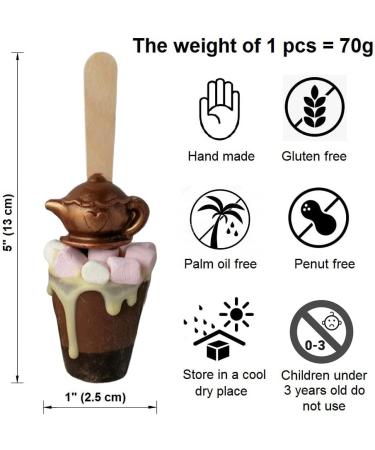 Set of 6 Belgian Hot Chocolate Stirrers Spoons Sticks "Tea Time" with Individually wrapped Handmade - Buy Online on SooperMarket.com