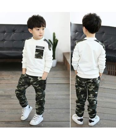 AMhomely Baby Boy Romper Sale: Letter Tracksuit Camouflage 2PCS Outfit Set for Boys 9-11 Years - White - Buy Online on SooperMarket.com