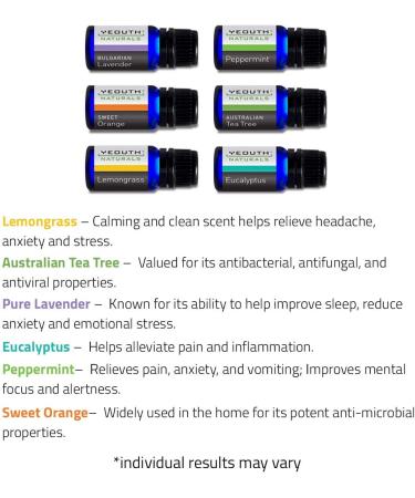 Yeouth Therapeutic Essential Oil Starter Pack - 6 x 10ml - Pure Aromatherapy - Buy Online on SooperMarket.com