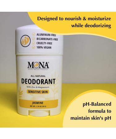 MONA BRANDS All Natural Deodorant For Women & Men | For Sensitive Skin | No Aluminum or Baking Soda | (JASMINE 1.76 Oz) - Buy Online on SooperMarket.com