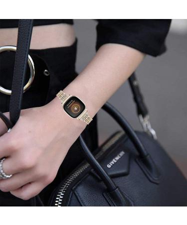Mtozon Bling Metal Band for Fitbit Versa 3/Sense - Women's Dressy Slim Bracelet in Champagne Gold - Buy Online on SooperMarket.com