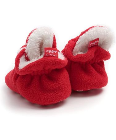 TMEOG Baby Booties Slippers | Infant Boots for Boys Girls | Winter Sock Crib Shoes 0-18 Months | 0-6 Months | Red - Buy Online on SooperMarket.com