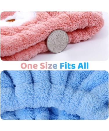 2PCS Cute Bear Hair Towel Wraps - Drying Caps for Women Girls & Kids | Hair Turban Bath Wraps - Buy Online on SooperMarket.com