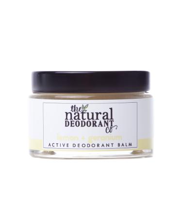 The Natural Deodorant Co Active Deodorant Balm Lemon & Geranium 55g Aluminium Free Plastic Free Extra Strength